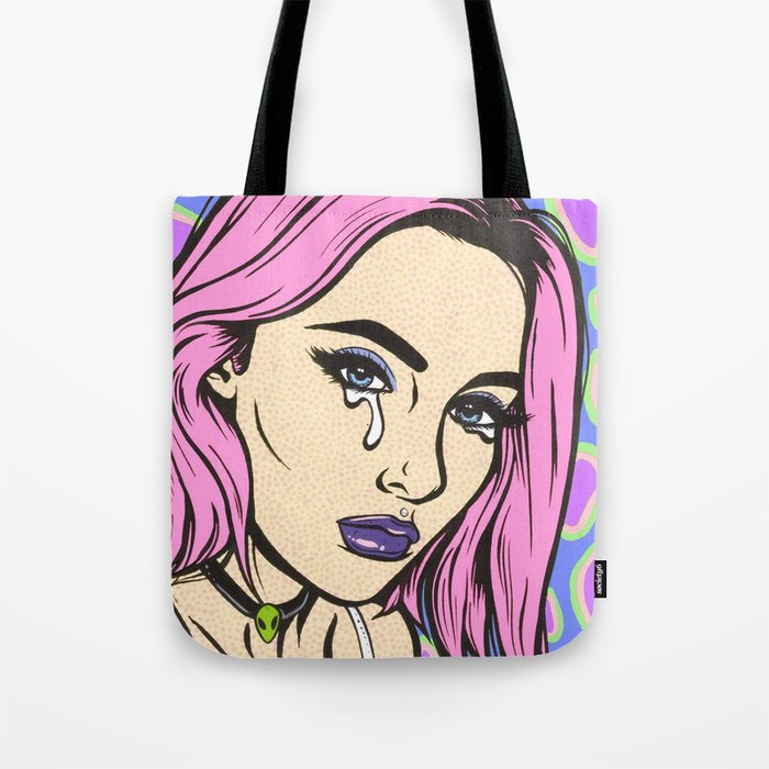 Pink Grunge Sad Girl Tote Bag