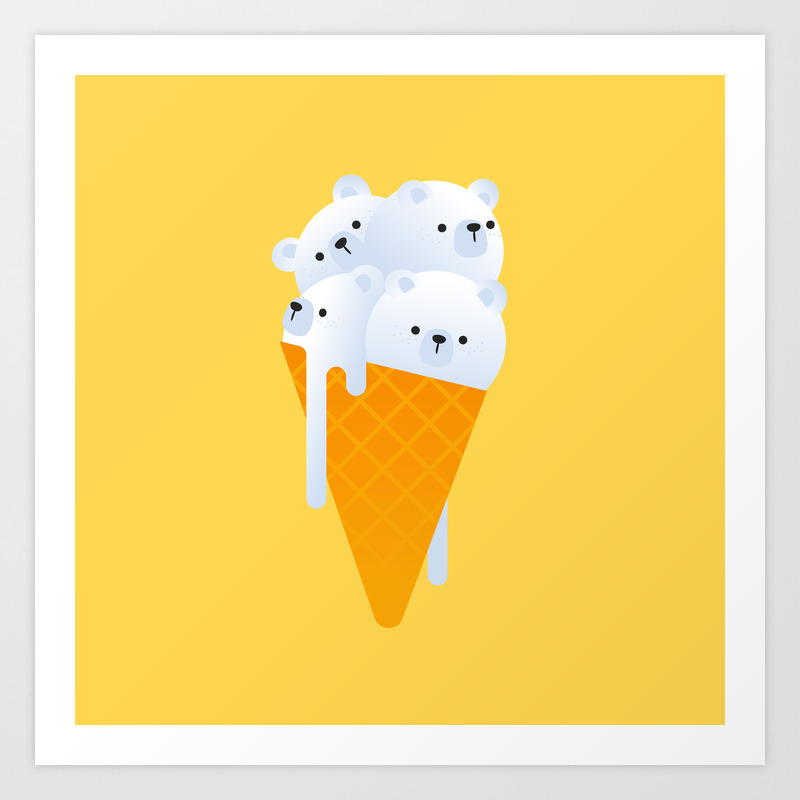 Vanilla Polar Bear Ice Cream Art Print By No Eye Deer Society6
