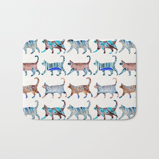 Cat Collection – Blue & Brown Palette Bath Mat