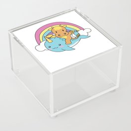 Narwhal Dragon Ocean Unicorn Kawaii Rainbow Acrylic Box