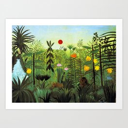 Henri Rousseau "Exotic Landscape with Lion and Lioness in Africa" Art Print
