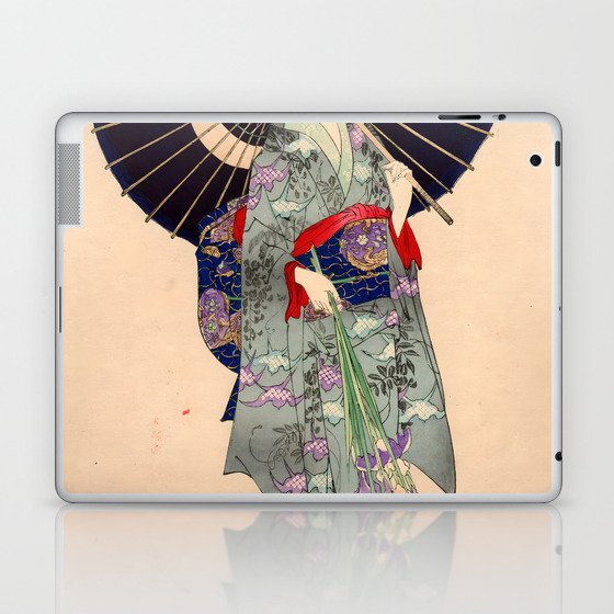 Beauty and Iris Flowers (Toyohara Chikanobu) Laptop & iPad Skin