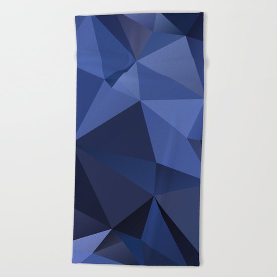 Abstract of triangles polygon in navy blue colors Beach Towel