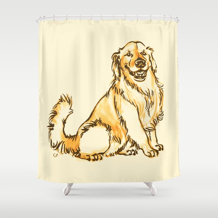 Linus The Golden Retriever Shower Curtain By Bellandpixel Society6