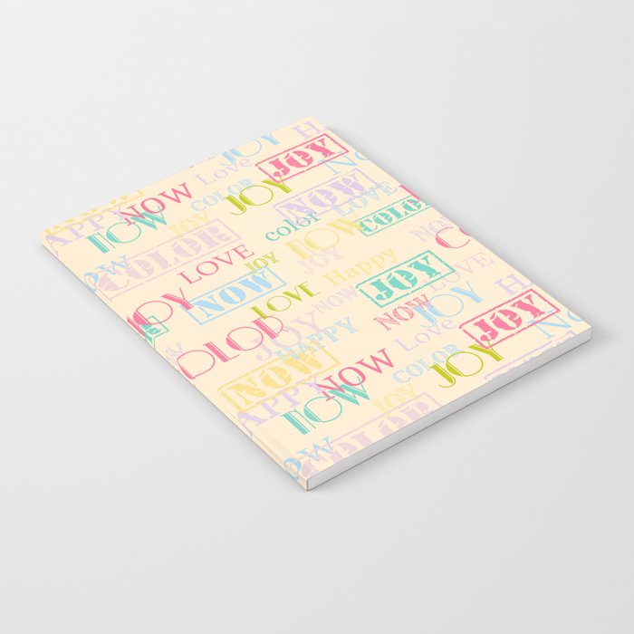 Enjoy The Colors - Colorful typography modern abstract pattern on creamy pastel color background Notebook