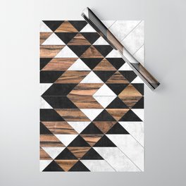 Urban Tribal Pattern No.9 - Aztec - Concrete and Wood Wrapping Paper