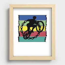 Mountian Bike Retro Colors - Great gift for a MTB Rider - Black & Retro Colors Design Recessed Framed Print