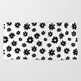 Daisy Pattern (black and white) Beach Towel