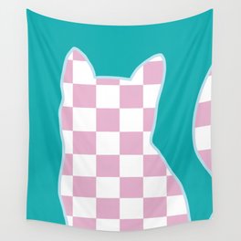 Checked cat meow 1 Wall Tapestry