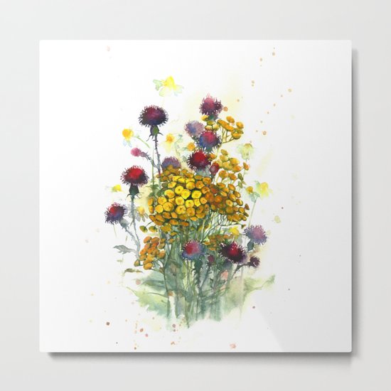 Watercolor wildflowers, aquarelle Metal Print
