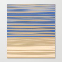 Natural Stripes Modern Minimalist Colour Block Pattern in Oat Beige and Blue Canvas Print
