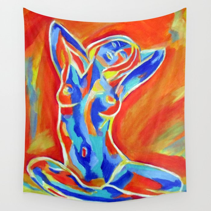 Joyful Nude Colorful Wall Tapestry