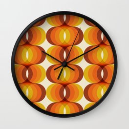 Orange, Brown, and Ivory Retro 1960s Wavy Pattern Wall Clock