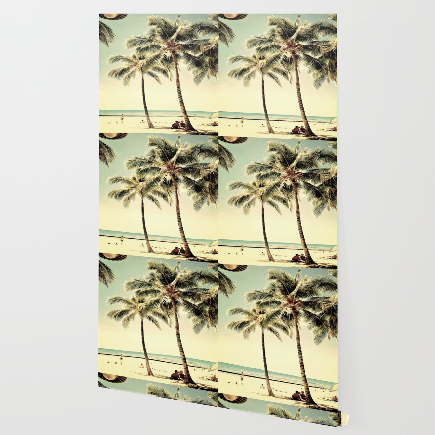 Retro Vintage Palm Tree With Hawaii Summer Sea Beach Wallpaper By