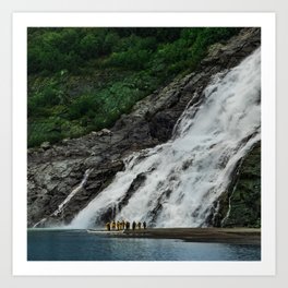 Alaskan Massive Waterfalls And Small Canoe With Hikers Art Print | Wildalaska, Alaskaexotictrek, Massivewaterfalls, Alaskanwaterfalls, Naturealaska, Canoehikers, Scenicalaska, Dec02, Alaskamountains, Alaskaartgifts 