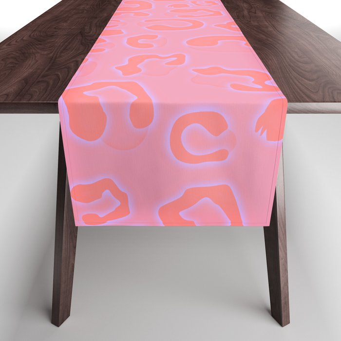 Throwback Neon Coral Lavender Jungle Leopard Pattern Table Runner