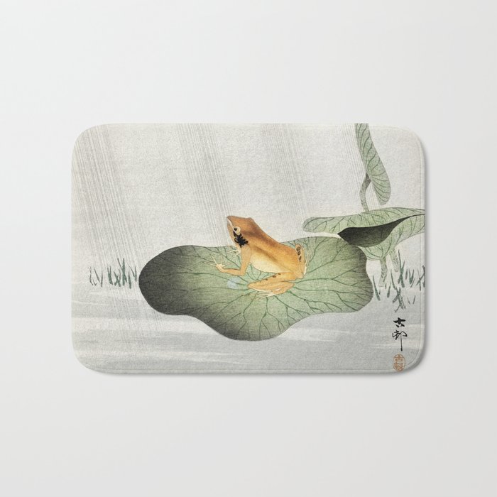 Ohara Koson, Frog On Lotus Leaf - Vintage Japanese Woodblock Print Art Bath Mat