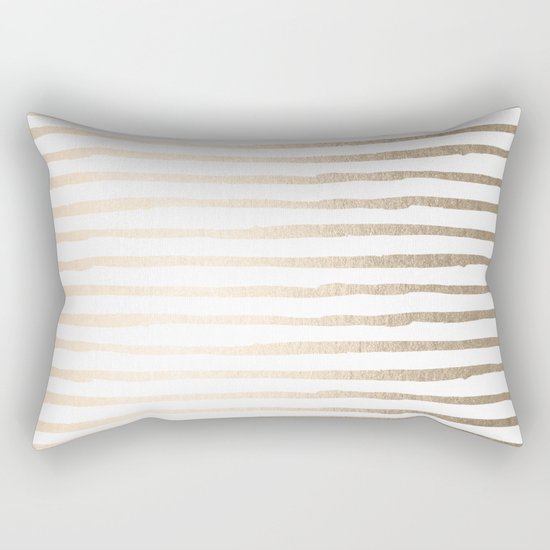White Gold Sands Thin Stripes Rectangular Pillow
