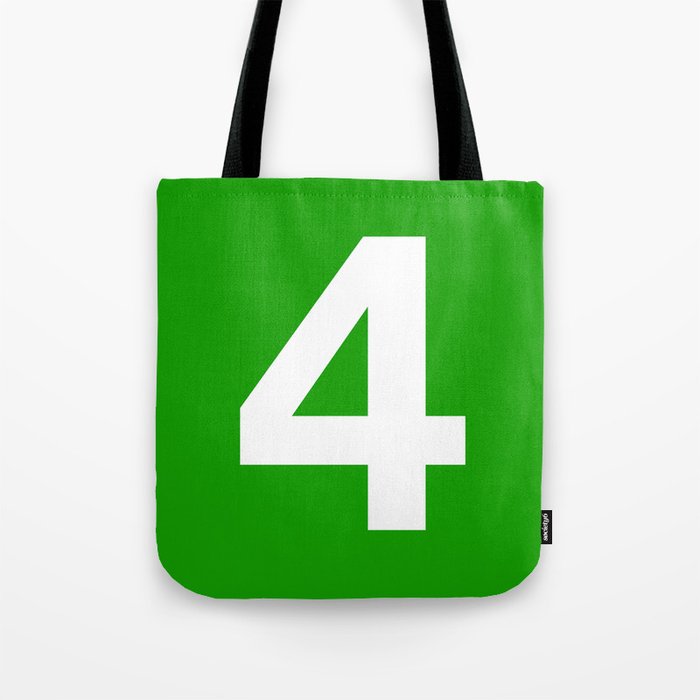 Number 4 (White & Green) Tote Bag