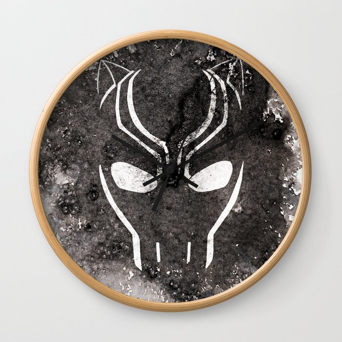 Black Panther Mask using Watercolor Wall Clock