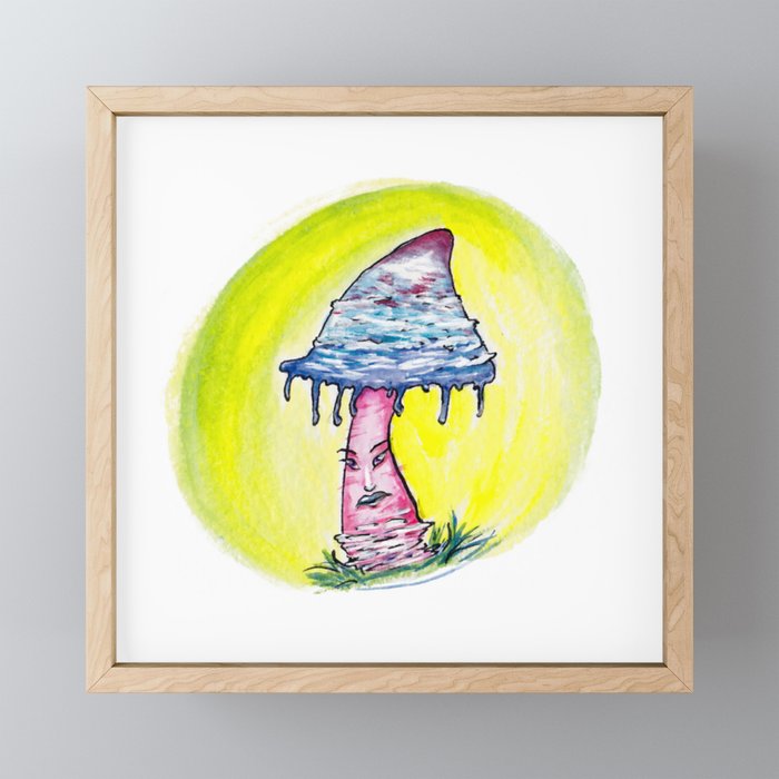 Mushroom Fam Drippy Lady Framed Mini Art Print