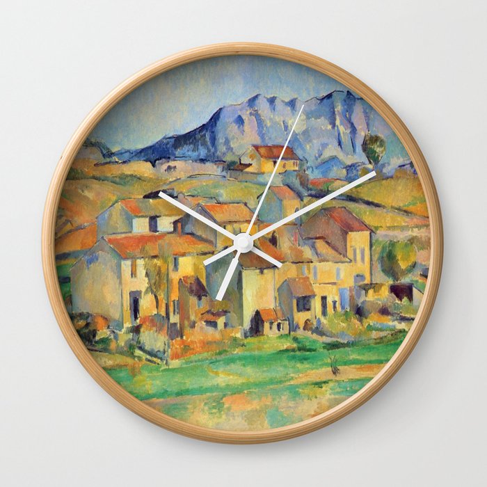 Paul Cézanne Mont Sainte-Victoire and Hamlet Near Gardanne - Hameau à Payennet près de Gardanne Wall Clock