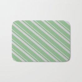 [ Thumbnail: Light Grey & Dark Sea Green Colored Stripes Pattern Bath Mat ]