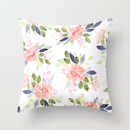 Large Watercolor Floral Pattern Throw Pillow