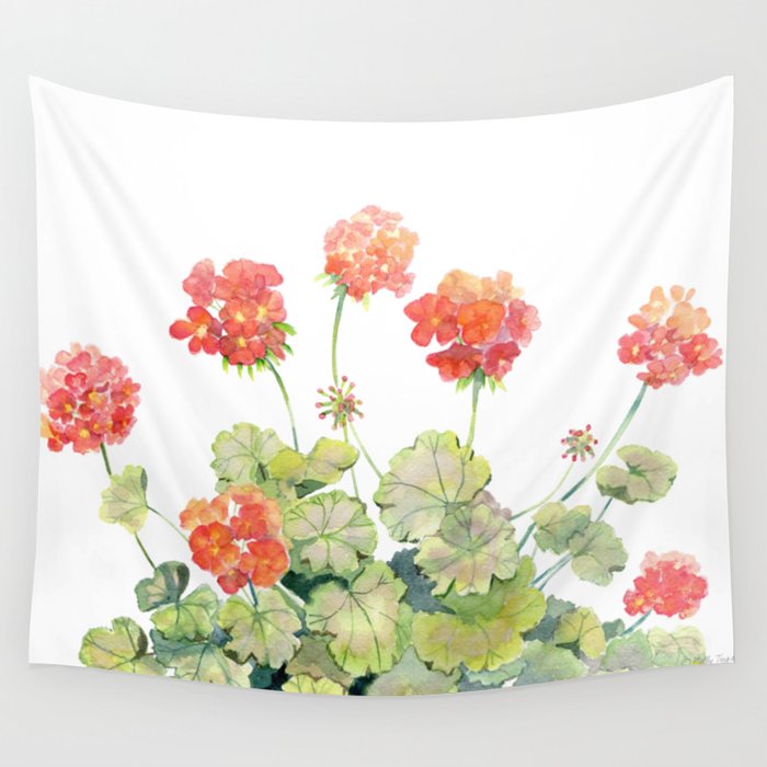 Geranium Watercolor  Wall Tapestry