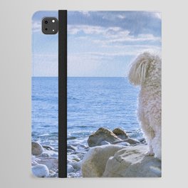 Beige Poodle Sitting On White Stone iPad Folio Case