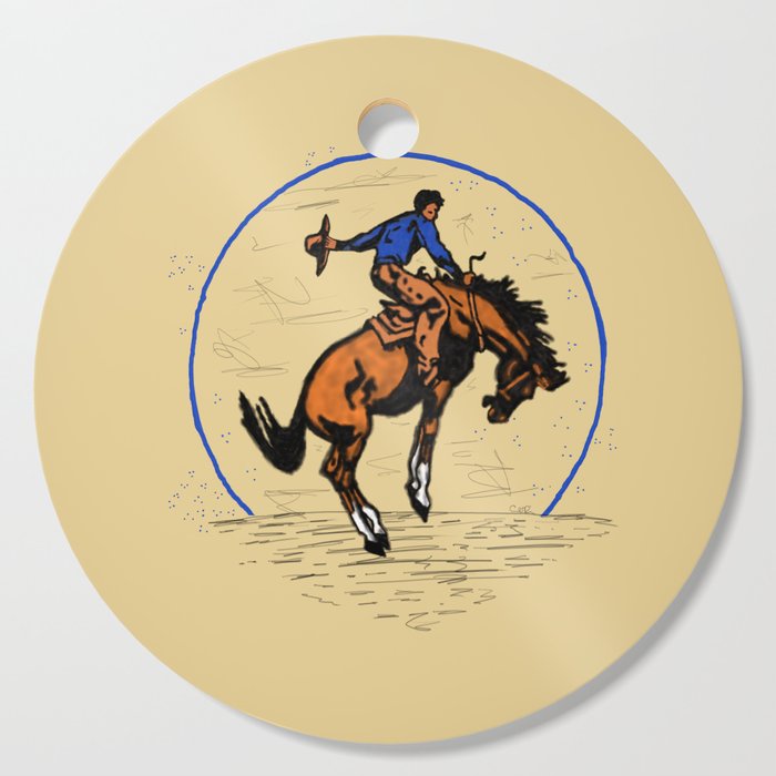 Full Moon Bronc & Cowboy Cutting Board