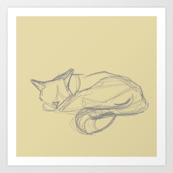 Cat Tail Life Drawing Art Print By Ajartemis Society6