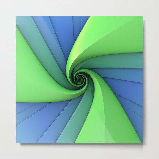 Spiral in Blues and Greens Metal Print