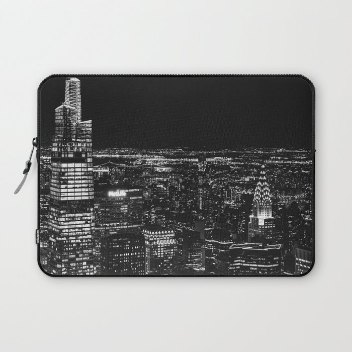 New York City at Night | Black and White Photography Laptop Sleeve