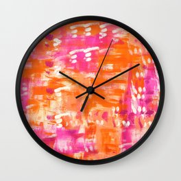 Abstract Painting In Pink and Orange Wall Clock