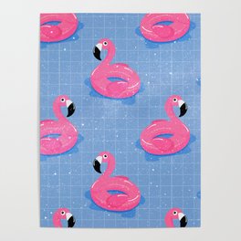 Flamingos Pool Floats Poster