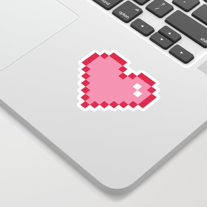 Pink Pixel Heart Love Sticker