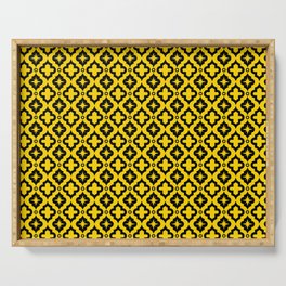 Yellow and Black Ornamental Arabic Pattern Serving Tray
