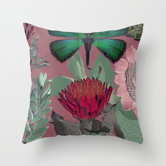 Butterfly and South African Garden Throw Pillow
