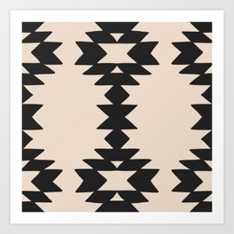 Geometric Southwestern Minimalist Pattern Black Art Print