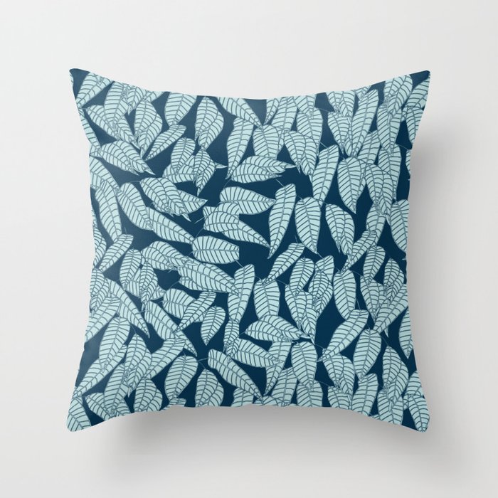 Abstract Leaves on Dark Background Throw Pillow