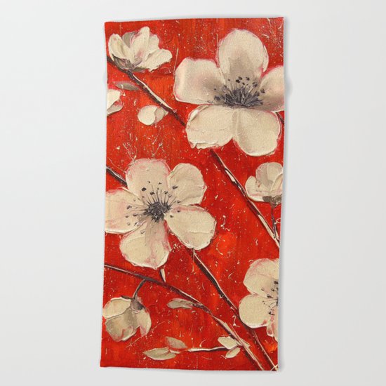 Flowering Apple tree Beach Towel