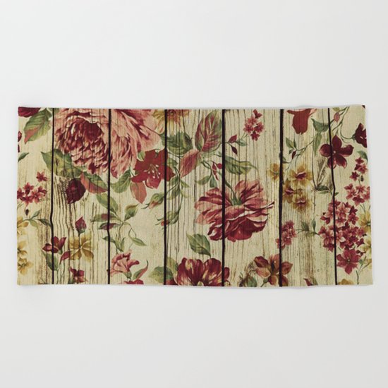 Flowers on Wood 07 Beach Towel