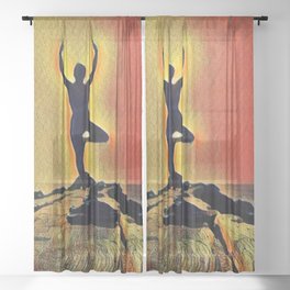 Woman Doing Yoga 3 Sheer Curtain