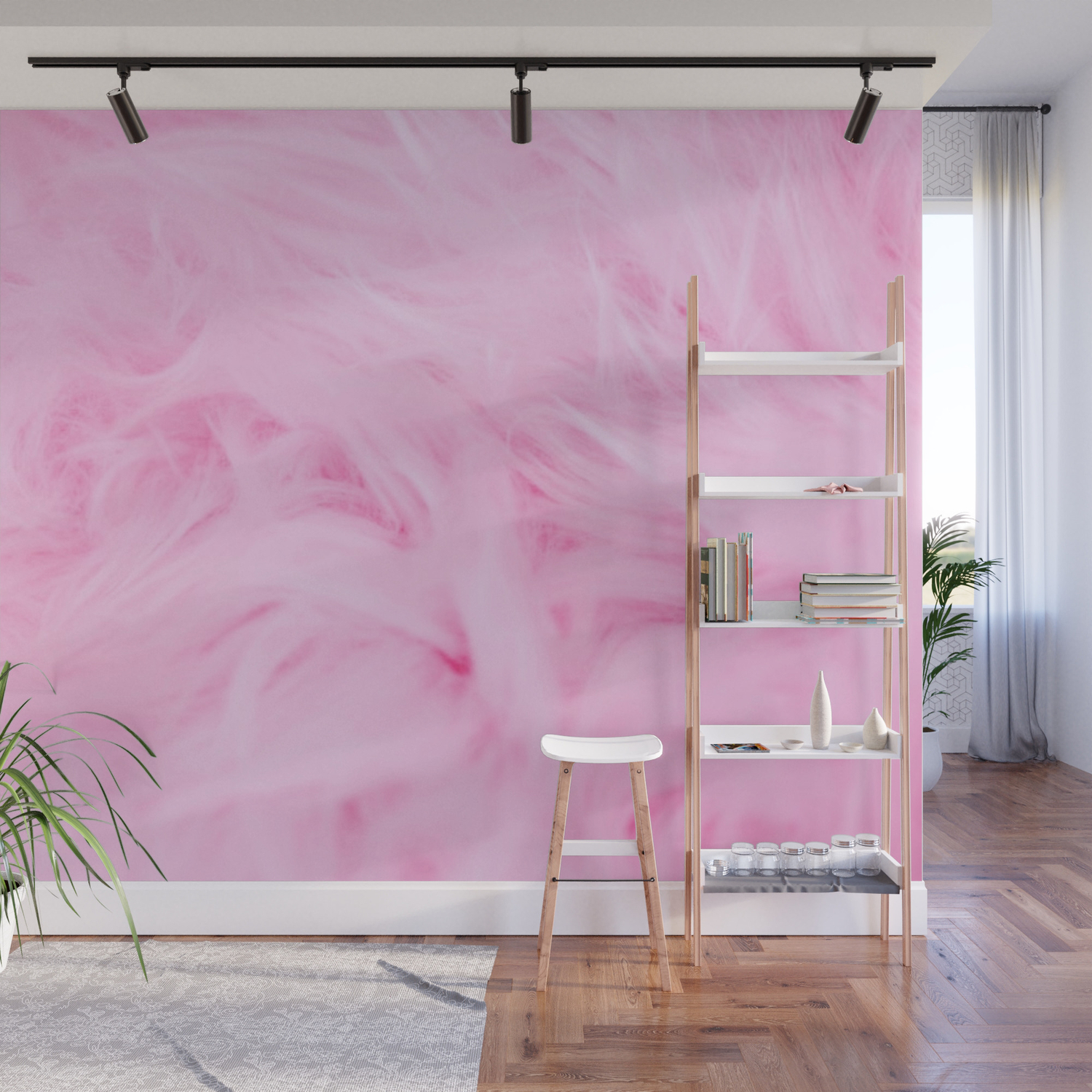 Pink Furry Wallpaper Wall Mural