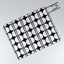 Mid Century Modern Geometric Pattern 132 Black and White Picnic Blanket