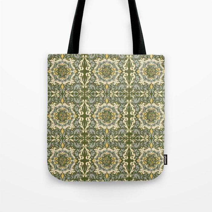 Green Abstract Leaves Garden Vintage Geometry  Tote Bag