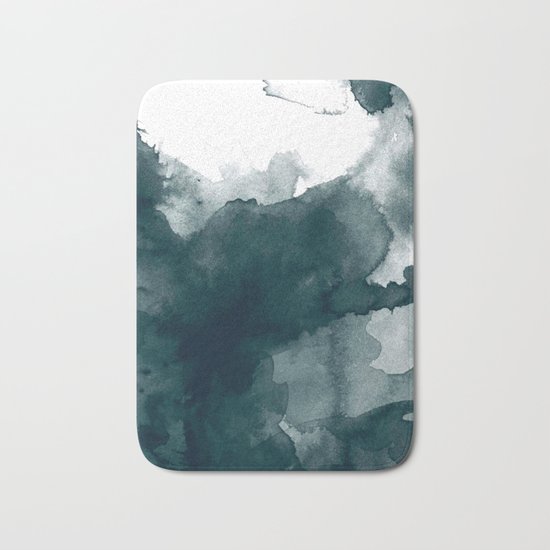 Dark Green Watercolor Marble Bath Mat