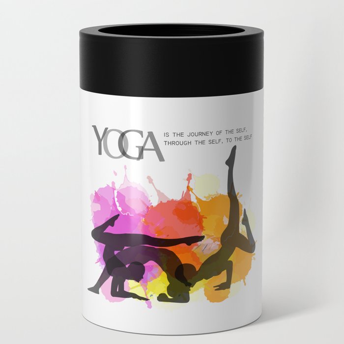 Yoga and meditation watercolor quotes in warm scheme- Yoga is the journey of the self	 Can Cooler