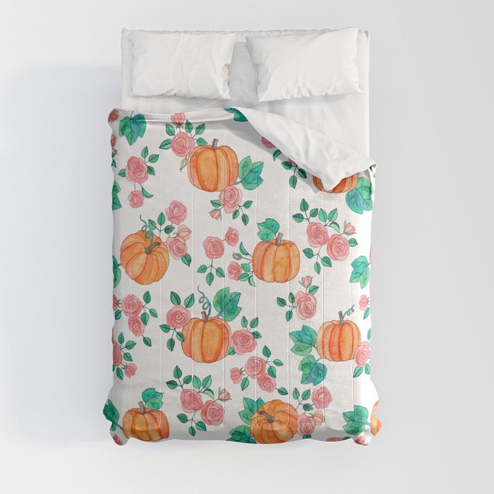 Pumpkins and Roses Comforter
